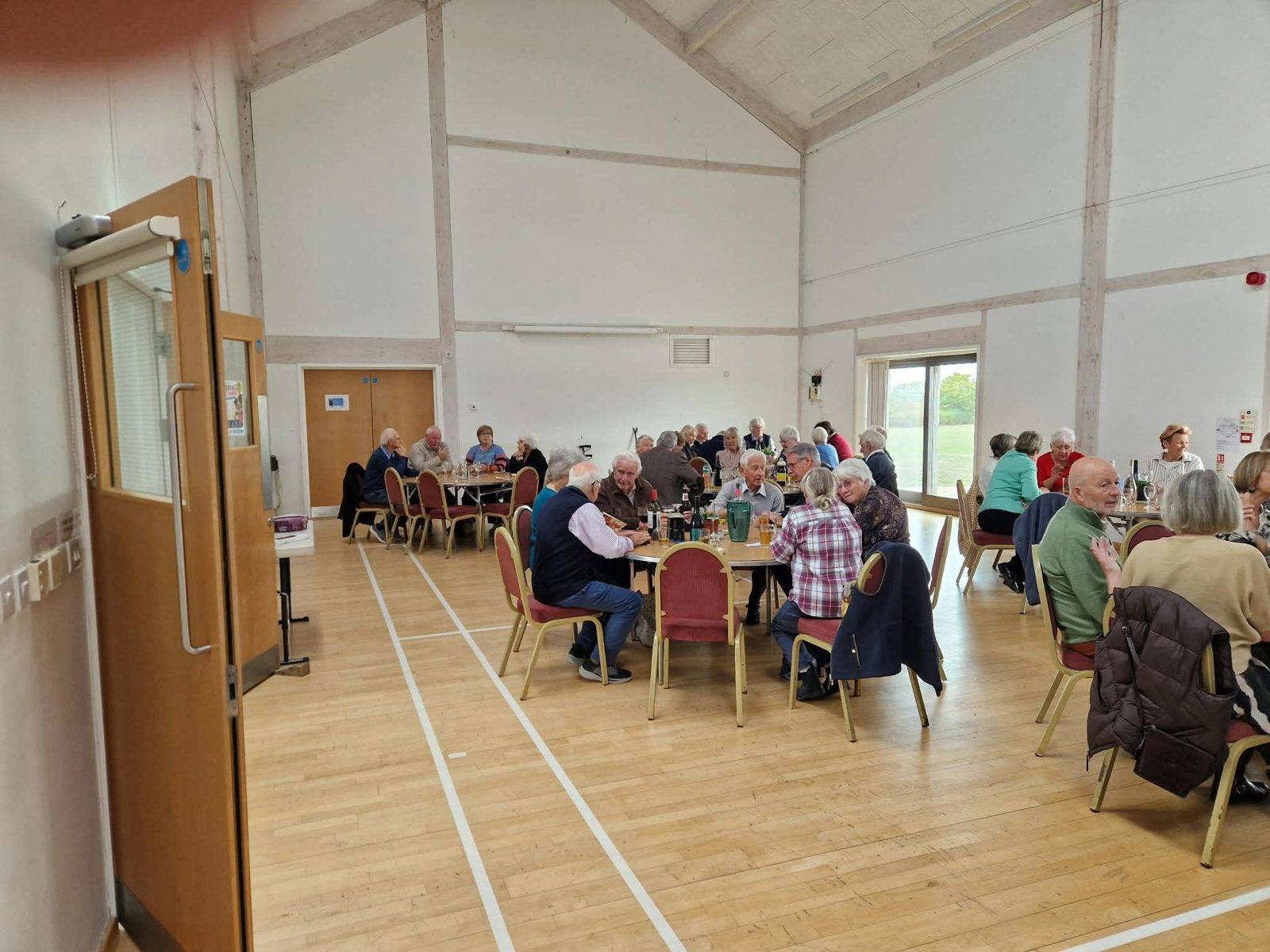 Round tables set for lunch