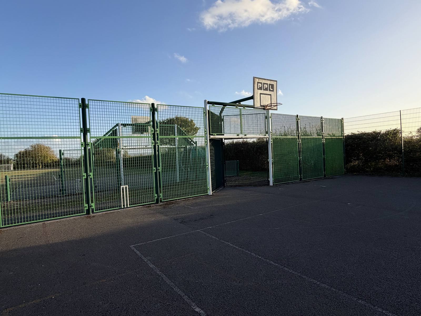 The MUGA in the evening sun