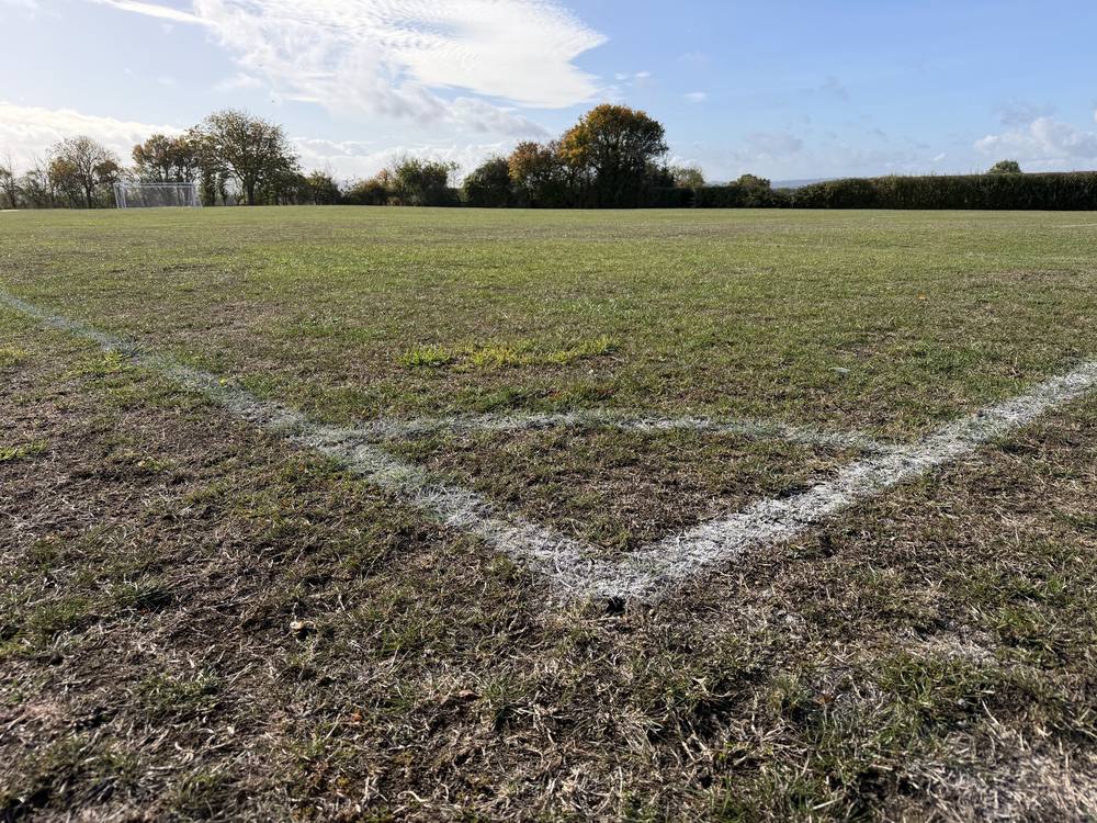 A freshly marked penalty area